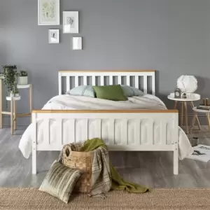 Image of Atlantic Bed Frame in White with Natural Tops, size Double