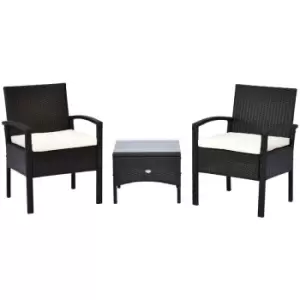 Image of 3PC Garden Rattan Bistro Set Balcony Dining Table 2 Seater Chair Brown - Brown - Outsunny