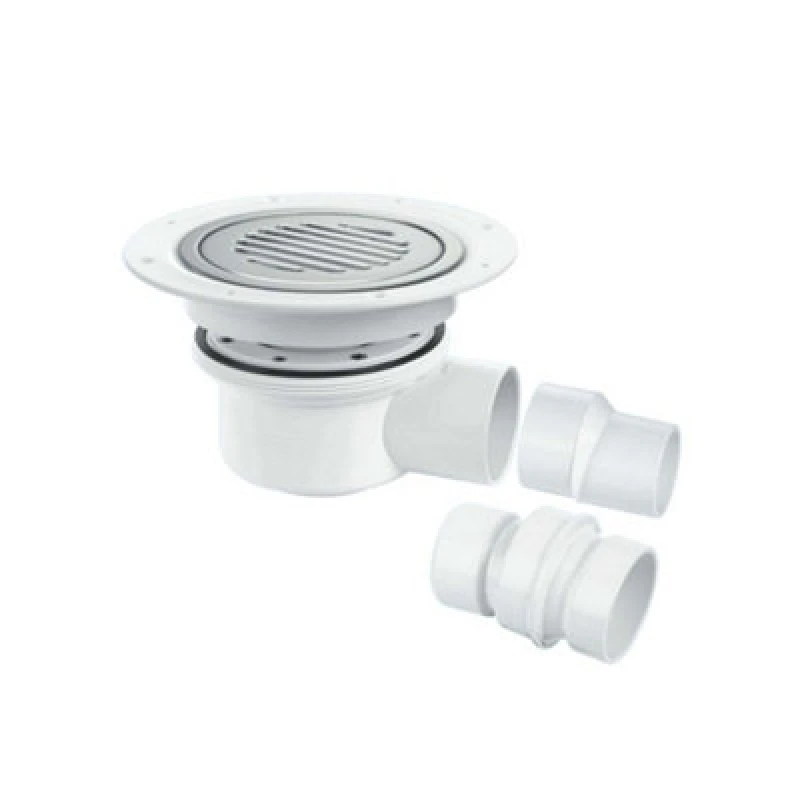 Image of Mcalpine Sheet Flooring Two Piece 50mm Water Seal Shower Gully Polished Stainless Steel Cover Plater Without Securing Screws