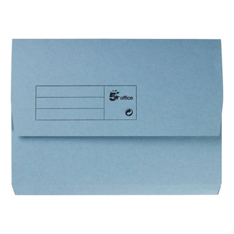 Image of 5 Star office 5 Star Office Document Wallet Half Flap 285gsm Recycled Capacity 32mm A4 Blue (Pack of 50) 913853