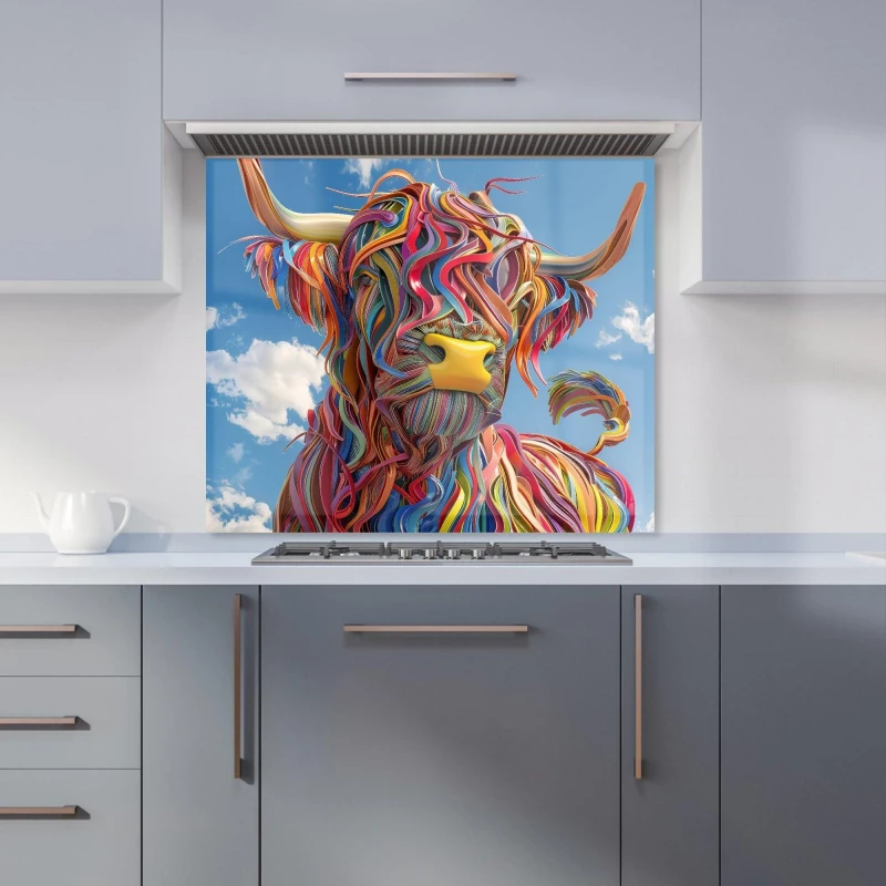 Image of Warren Reed - Designer Twisted Colors of the Bull Kitchen Splashback Size: 700mm x 650mm Multicolor Unisex 700mm x 650mm