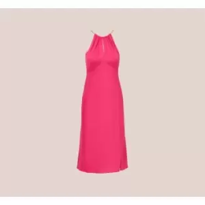 Image of Adrianna Papell Satin Crepe Halter Dress - Pink