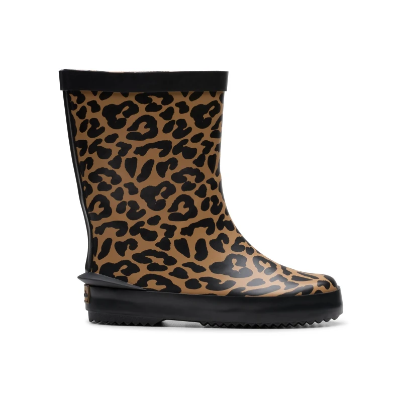 Image of Clarks Tarri Run 2 Toddler Leopard Print Wellies in Brown Size: 7-Wide Fit Brown Unisex 7-Wide Fit