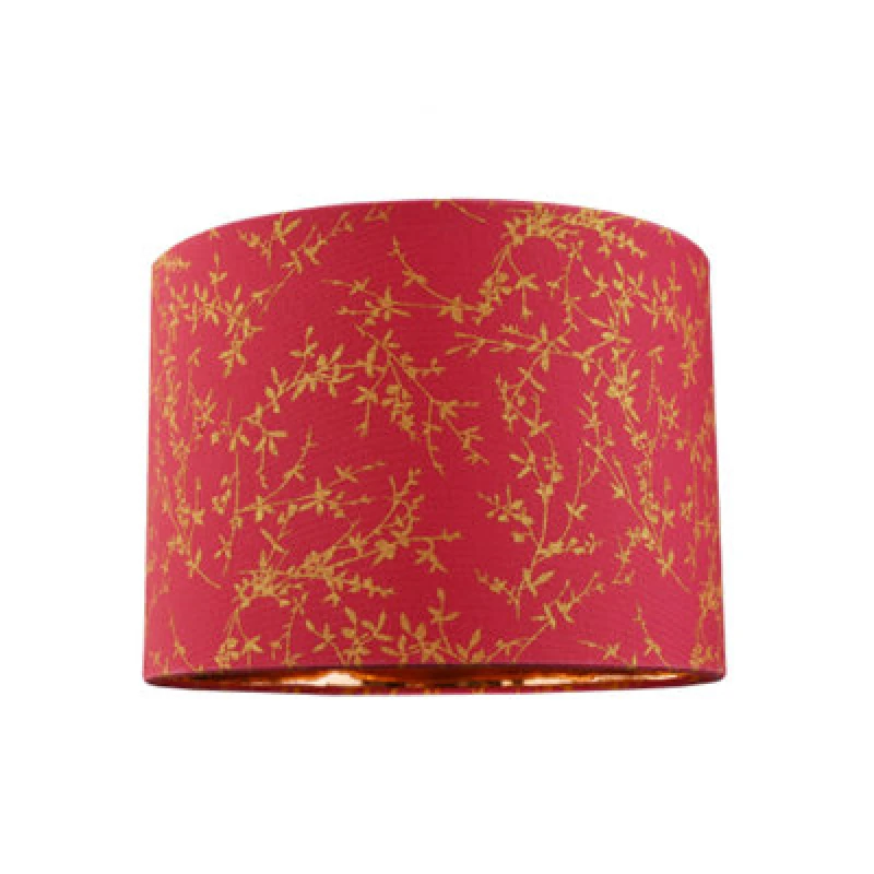 Image of Happy Homewares Modern Burgundy Cotton Fabric 10 Lamp Shade With Copper Foil Floral Decoration