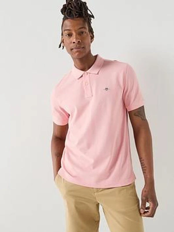 Image of Gant Regular Shield Pique Polo Shirt Bubblegum Pink M