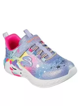Image of Skechers Girls Unicorn Dreams Lighted Trainer, Blue, Size 13 Younger