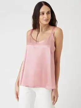 Image of Wallis Satin V Neck Cami - Blush, Pink, Size 18, Women