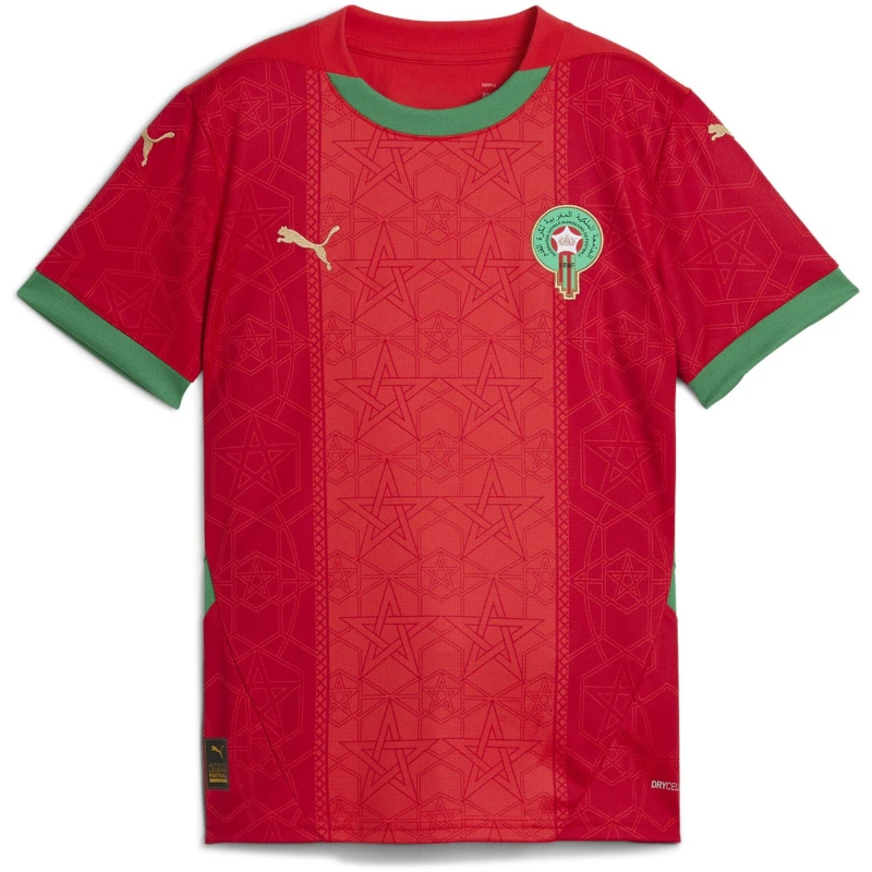 Image of Puma Morocco Home Shirt 2025 Juniors Red/Green male 7-8 (S)