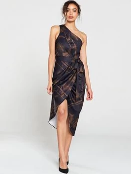 Image of Ted Baker Gabia Caramel One Shoulder Dress, Black, Size 1=8, Women