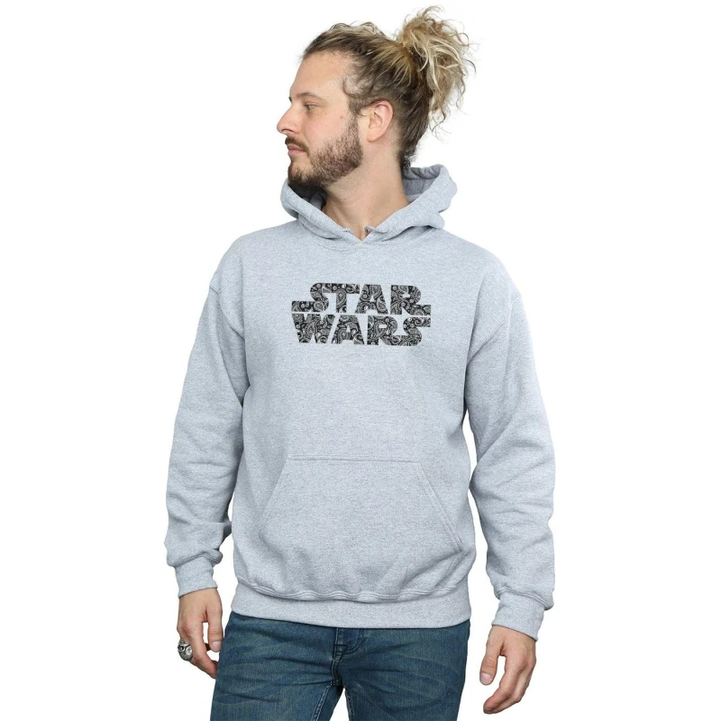 Image of Star Wars Star Wars Men Paisley Logo Hoodie in Grey Size: Small Grey S Male 5057864288605