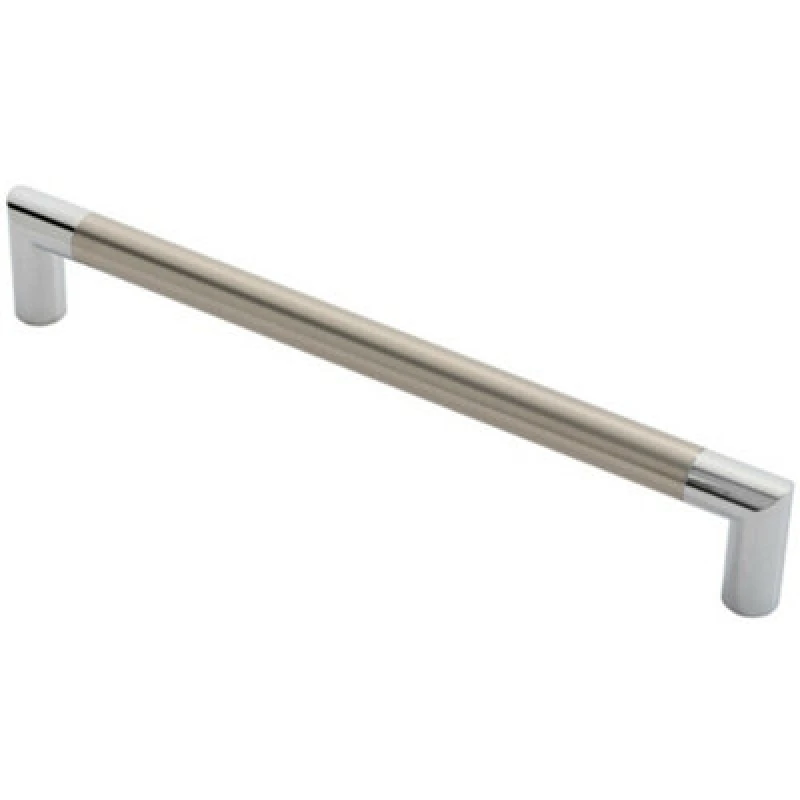 Image of Loops Larged Round Bar Mitred Door Handle 325 x 19mm Polished Chrome Satin Nickel Metallics