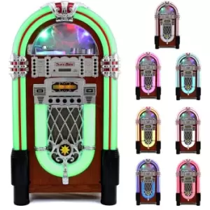 Image of Retro Floor Standing Jukebox Music Player, MP3, Bluetooth, cd, Radio, aux, Light Up - Brown - Monstershop
