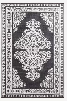 Image of Black and White Motif Design Reversible Outdoor Rug