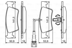 Image of Bosch 0986494219 BP1155 Brake Pad Set Disc Brake Rear Axle