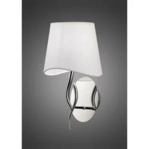 Image of Ninette wall light with switch 1 bulb E14, polished chrome with ivory white