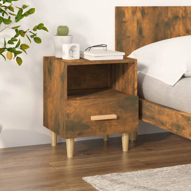 Image of Vidaxl Bedside Cabinet Smoked Oak 40X35X47 Cm, Brown 817297