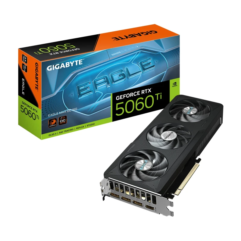 Image of Gigabyte Gigabyte GeForce RTX 5060 Ti EAGLE MAX OC 16G Graphics Card - 16GB GDDR7, 128bit, PCI-E 5.0, 2617MHz Core Clock, 3 x DP, 1 x HDMI, NVIDIA DLS
