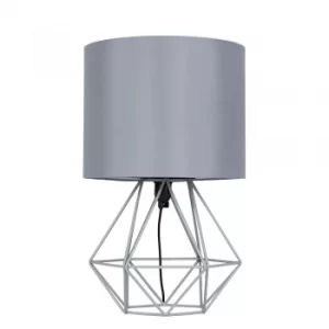 Image of Angus Geometric Grey Table Lamp with Grey Shade