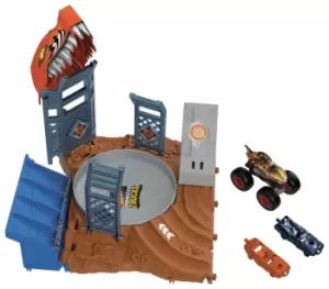 Image of Hot Wheels Monster Trucks Tiger Shark Spin-Out Playset