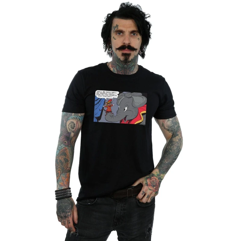 Image of Disney Men Dumbo Rich And Famous T-Shirt in Black Size: Small Black S Male 5057955955041