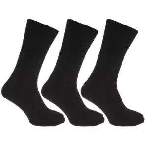 Image of Mens Thermal Non Elastic Wool Blend Socks (2.1 Tog) (Pack Of 3) (UK Shoe 6-11, EUR 39-45) (Black)