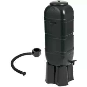Image of Charlesbentley - 100L Garden Round Plastic Water Butt Set Including Tap With Stand and Filler Kit - Black