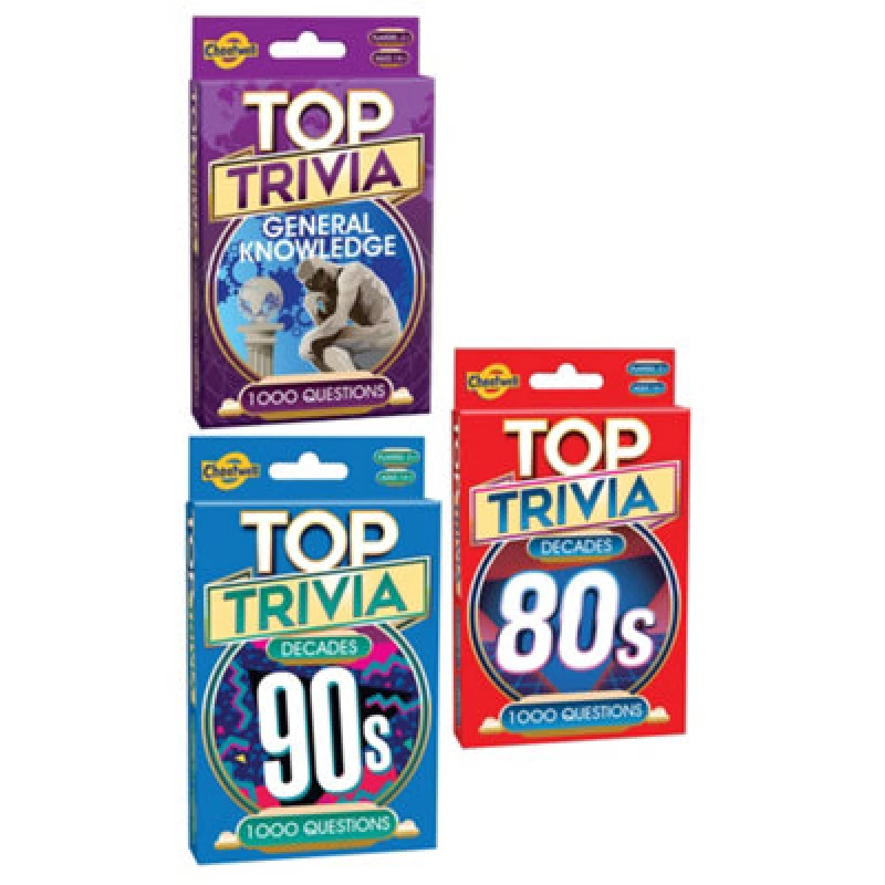 Image of Cheatwell Games Top Trivia Bundle: Test Your Knowledge of General Knowledge, the 80s, and the 90s! Multi unisex