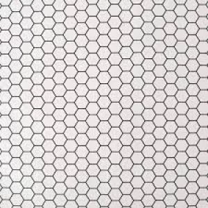 Image of Contour Antibac Hexagon Lattice White Wallpaper Paper
