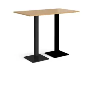 Image of Brescia rectangular poseur table with flat square Black bases 1400mm x 800mm - oak