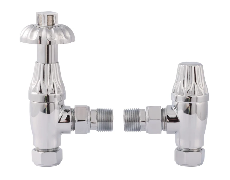 Image of Balterley Heating Accessories Thermostatic Radiator Valve Pack - Chrome in Silver Silver Unisex