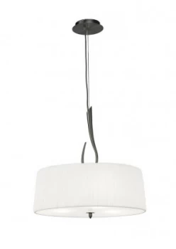 Image of Cylindrical Ceiling Pendant 3 Light E27, Satin Nickel with White Shade