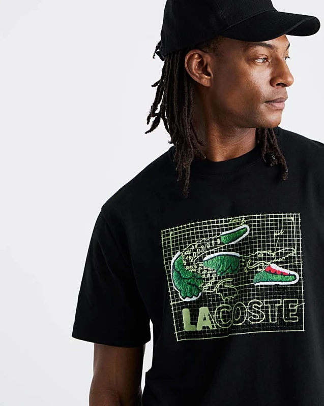 Image of Lacoste Lacoste Graphic Croc T-Shirt Black - Lacoste - Size: S37 Black Male S37 LA39501