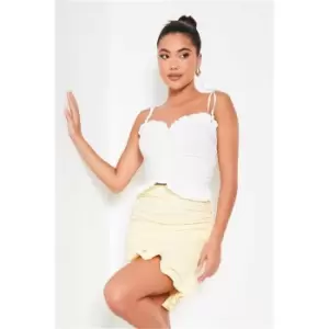 Image of I Saw It First Lemon Frill Hem Ruched Mini Skirt - Yellow
