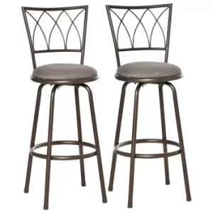 Image of Homcom Set Of 2 Bronze Tone Metal Bar Chairs With Arch Design Cut Out Backs