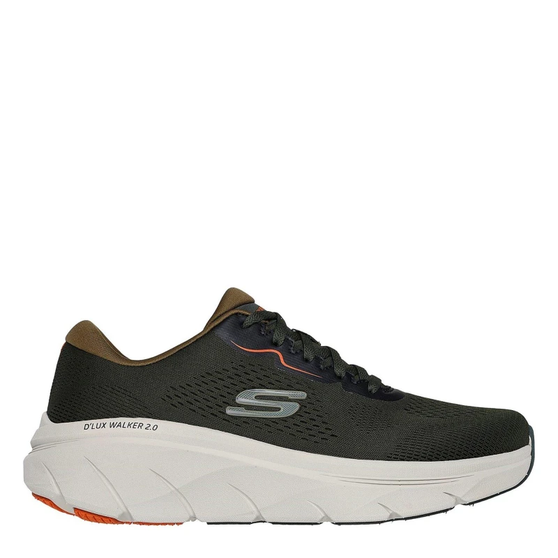 Image of Skechers Mens D'Lux Walker Memory Foam 2.0 Trainers UK Size 7 (EU 41) Olive Orange SKE2300-OLOR-7