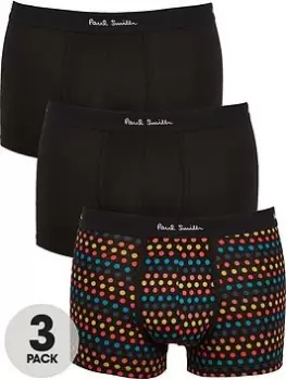Image of Ps Paul Smith Mens 3 Pack Mixed Dot Trunks - Black