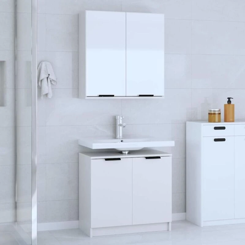 Image of VIDAXL 2 Piece Bathroom Cabinet Set White Engineered Wood Vidaxl 8720287123200