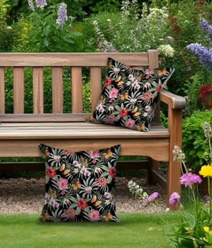 Image of Luxury Living Flutterby Outdoor Water-Repellant Cushion - Pair