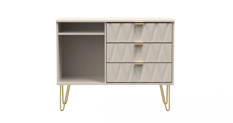 Image of Ready Assembled Copenhagagen 3 Drawer TV Unit With Legs - Kashmir Matt, White DIF246KMK