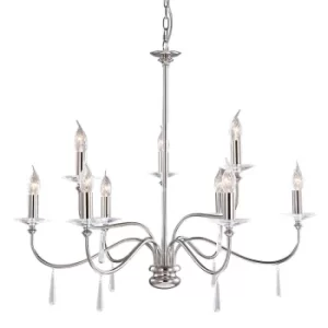 Image of Finsbury Park 9 Light Chandelier Polished Nickel Finish, E14