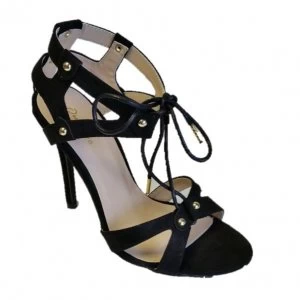Image of Qupid Ara high heel tie up sandal Black