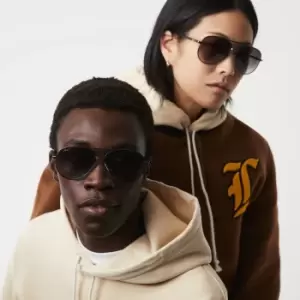 Image of Lacoste Pilot Shape Metal Signature 101 Sunglasses Size Unique size Striped Grey