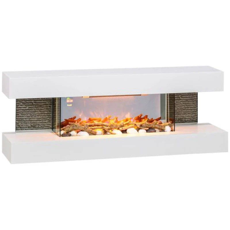 Image of HOMCOM HOMCOM 2000W Wall Mounted Electric Fireplace, Freestanding, 2000W, White White One Size Unisex 5061025077496