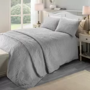 Image of Luana Duvet Cover and Pillowcase Set Silver Silver
