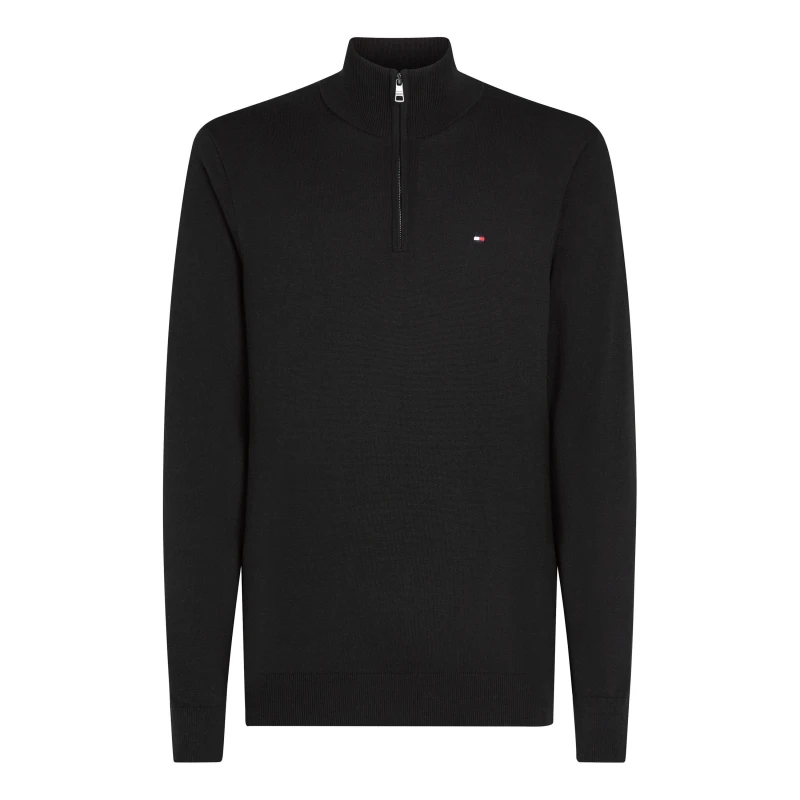 Image of Tommy Hilfiger Essential Cotton Zip Knit Black XL