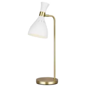 Image of Table Lamp Matte White / Burnished Brass LED E27 60W Bulb