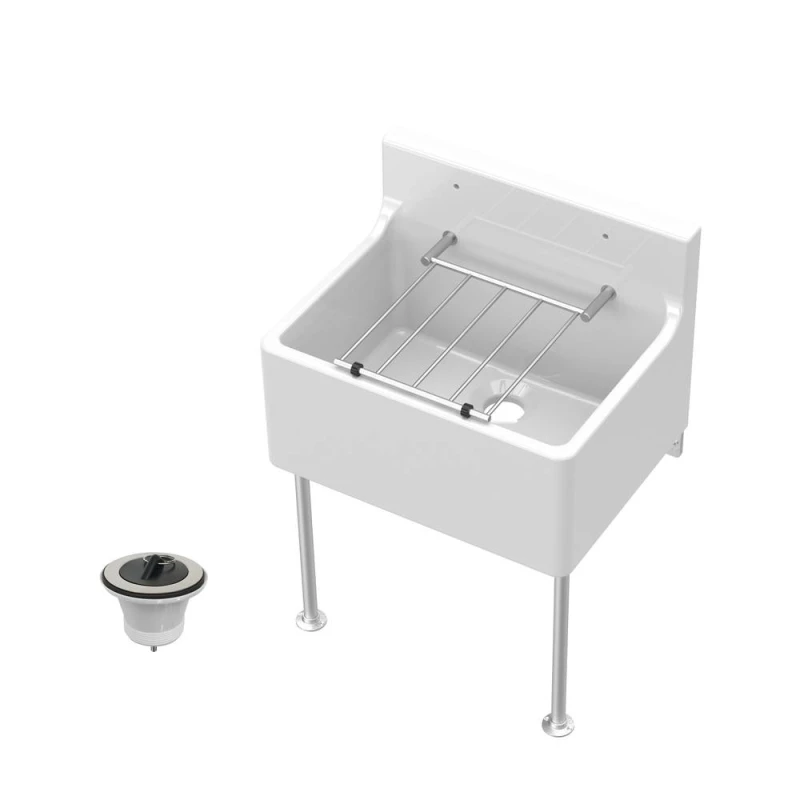 Image of Balterley Traditional Fireclay Cleaner Sink With Waste And Legs - 515 X 382 X 393mm