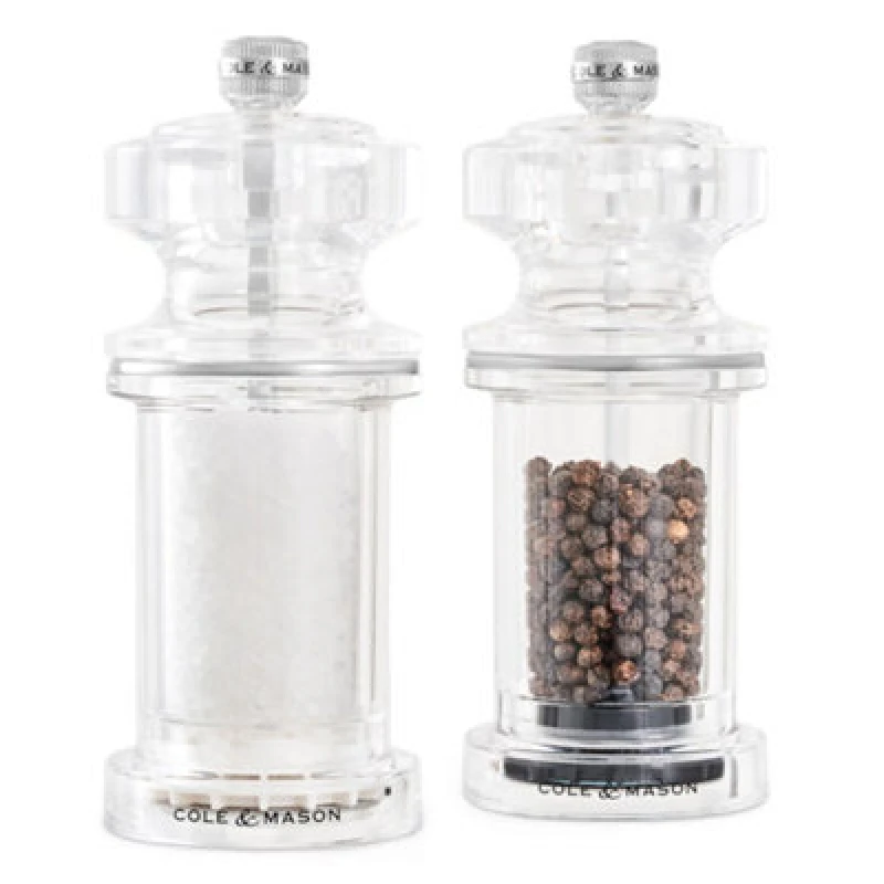 Image of Cole & Mason 605 Acrylic Salt & Pepper Mill Set 144mm - Clear