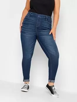 Image of Yours Grace Turn Up Jeggings Mid Blue Size 16, Women