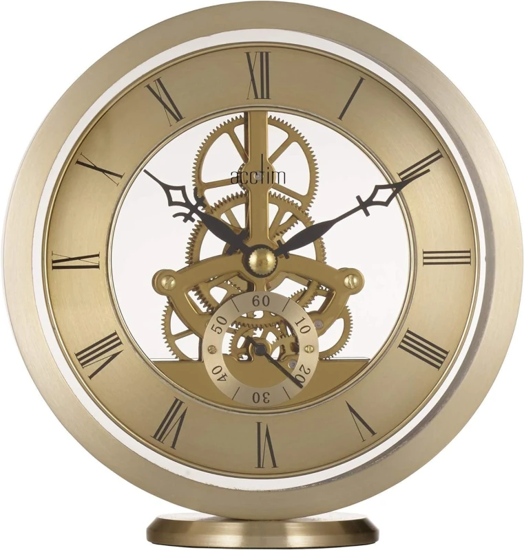 Image of Acctim Millenden Mantel Clock Quartz Polished Metal Floating Effect Glass Front Gold